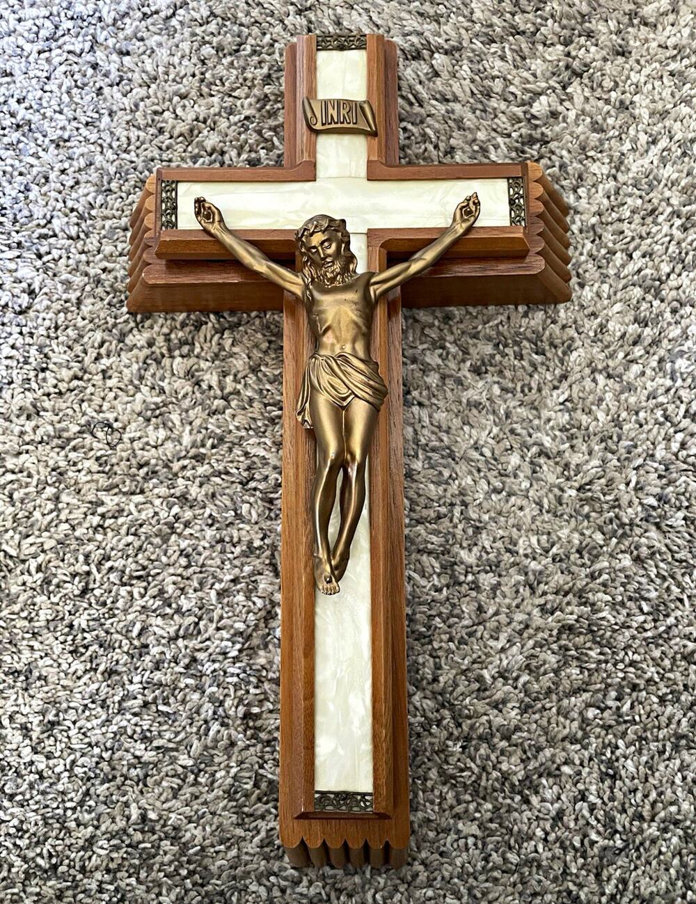 Vintage Catholic Wooden Last Rights Sick Call Crucifix with Candles & Holy Water